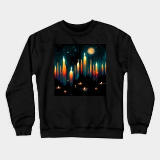 Candles on the river painting Crewneck Sweatshirt